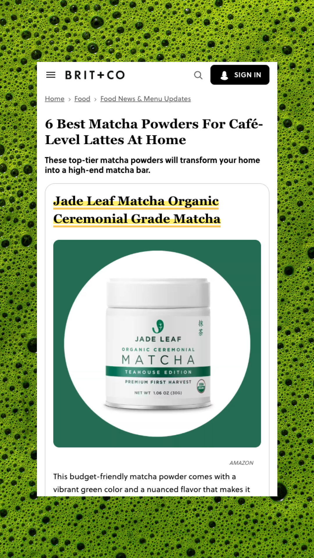 Jade Leaf Matcha Facebook ad