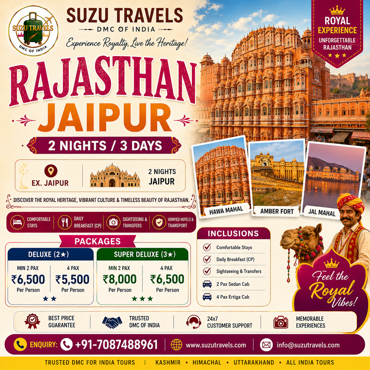 Suzu Travels Facebook ad: Jaipur, Pink City ki royal jhalak!