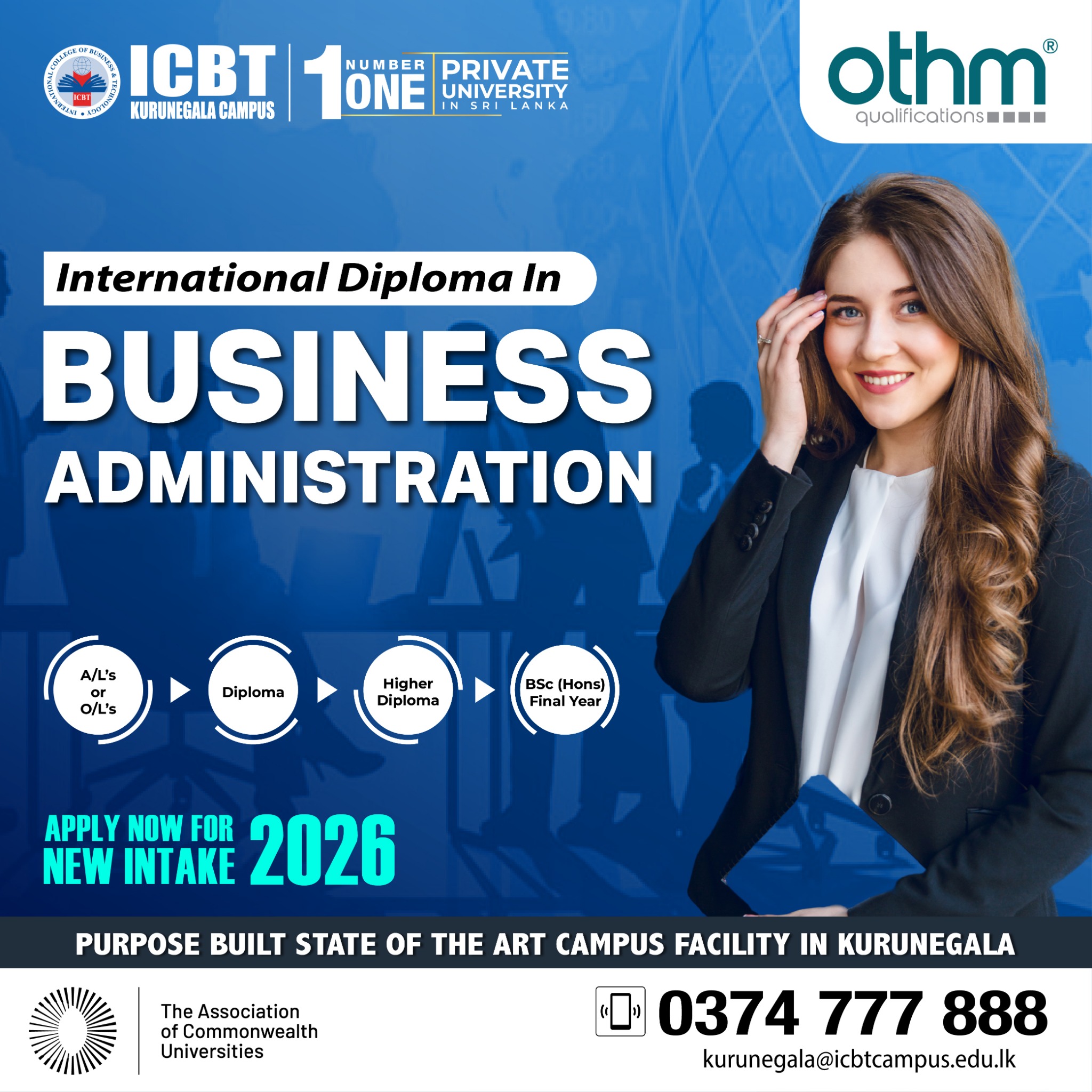 ICBT Kurunegala Campus Facebook ad: සාමාන්ය පෙළින් පසු OTHM වෙතින් පිරිනමන ජාත්යන්තරව පිළිගත්…