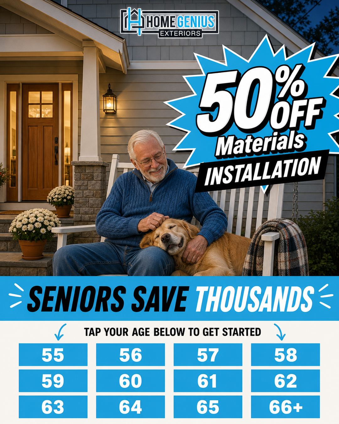 Home Genius Exteriors Facebook ad