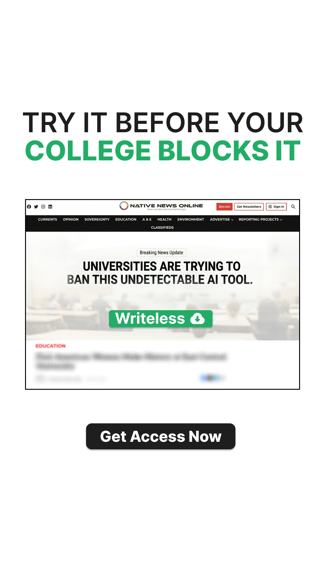 Writeless AI Facebook ad