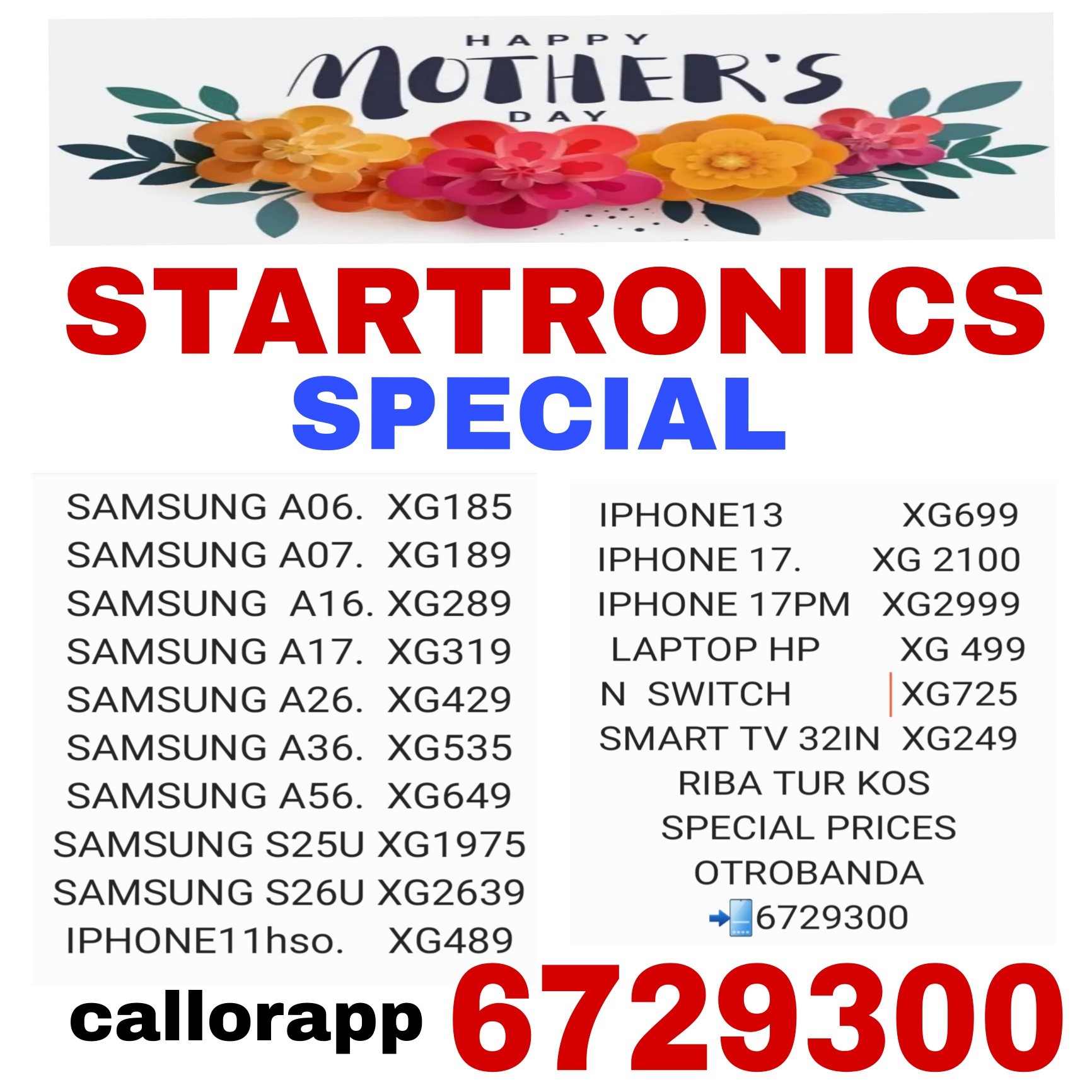 Startronics Facebook ad: STARTRONICS MOTHERSDAY SPECIAL