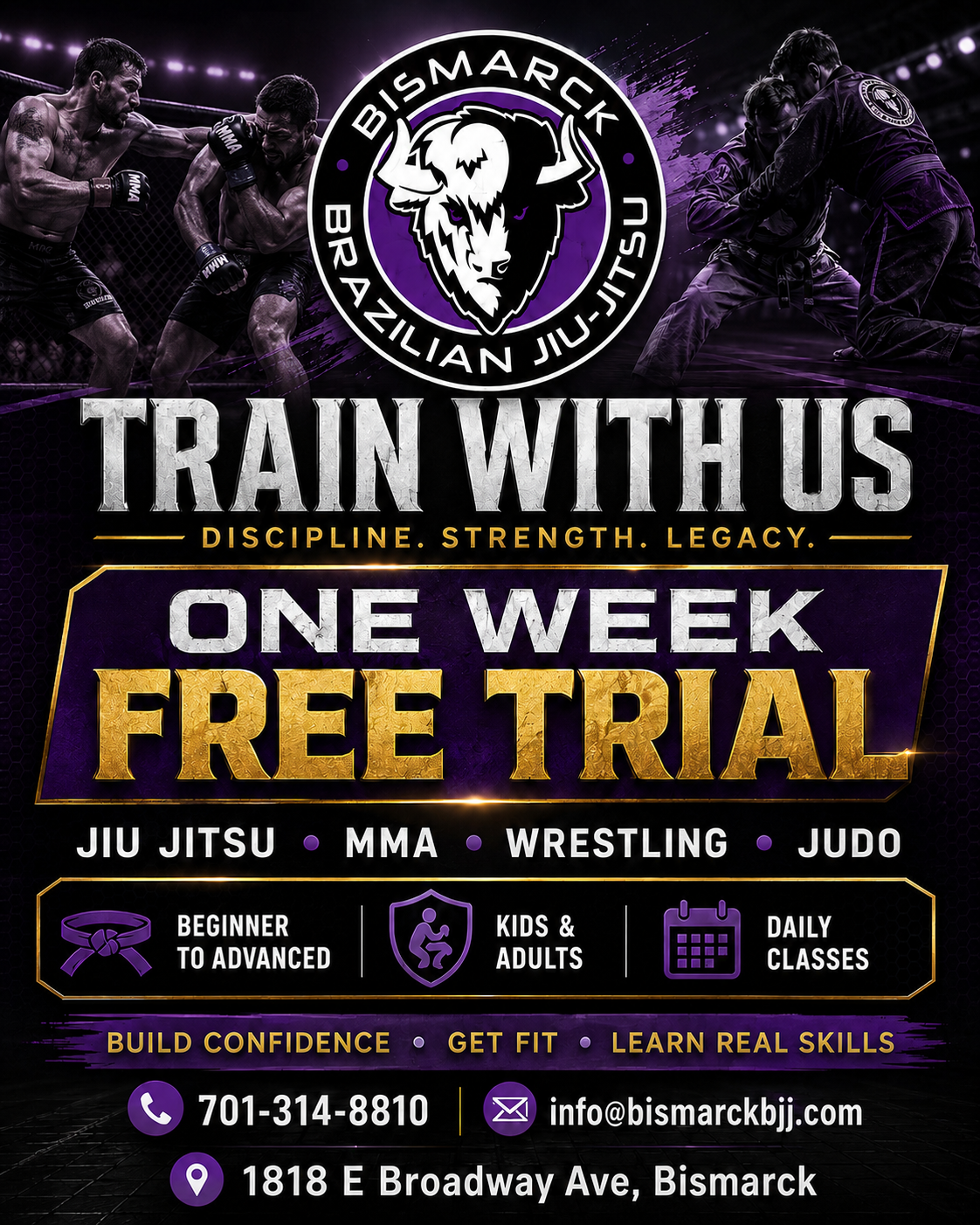 Bismarck BJJ & MMA Facebook ad: Jiu-Jitsu, MMA, Wrestling, Self-Defense Training, Kids jiu…