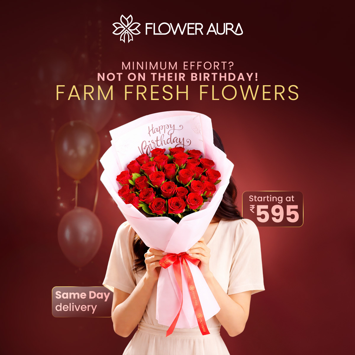 FlowerAura Facebook ad: Perfect Birthday Gift