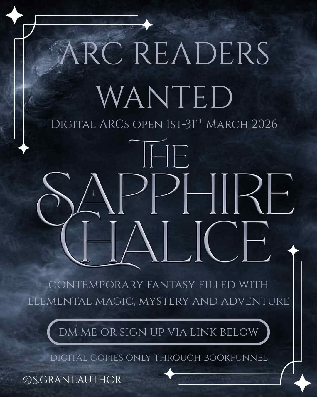 S.G. Grant Author Facebook ad: One month until ARC copies go out!