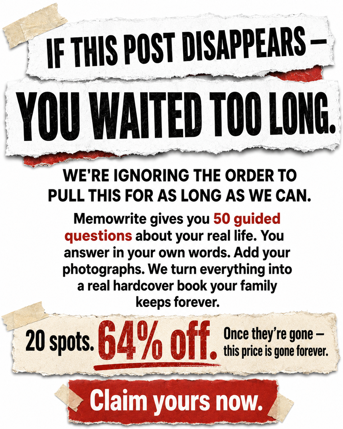 Memowrite Facebook ad