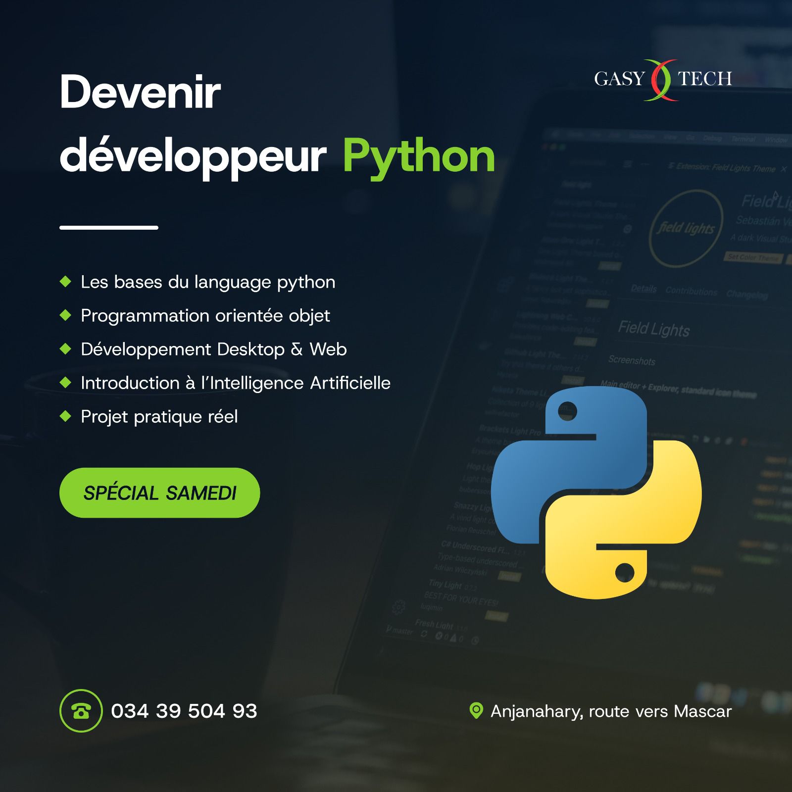 Gasy Tech Facebook ad: DEVENEZ DÉVELOPPEUR PYTHON