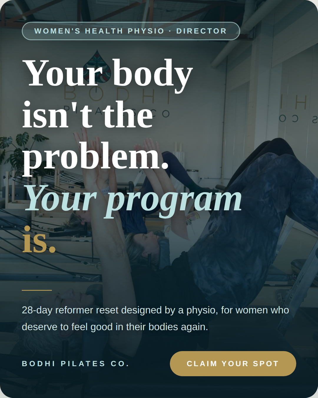 Bodhi Pilates Facebook ad: Waiting for the right time to start? This is it, Murbah.