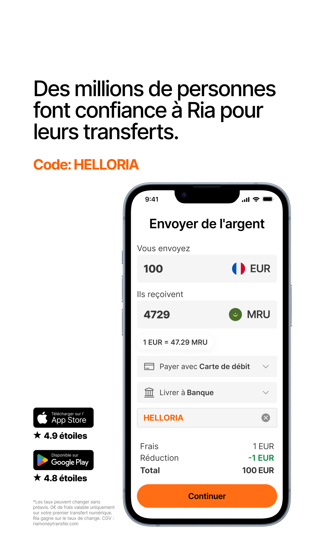 Ria Money Transfer Facebook ad