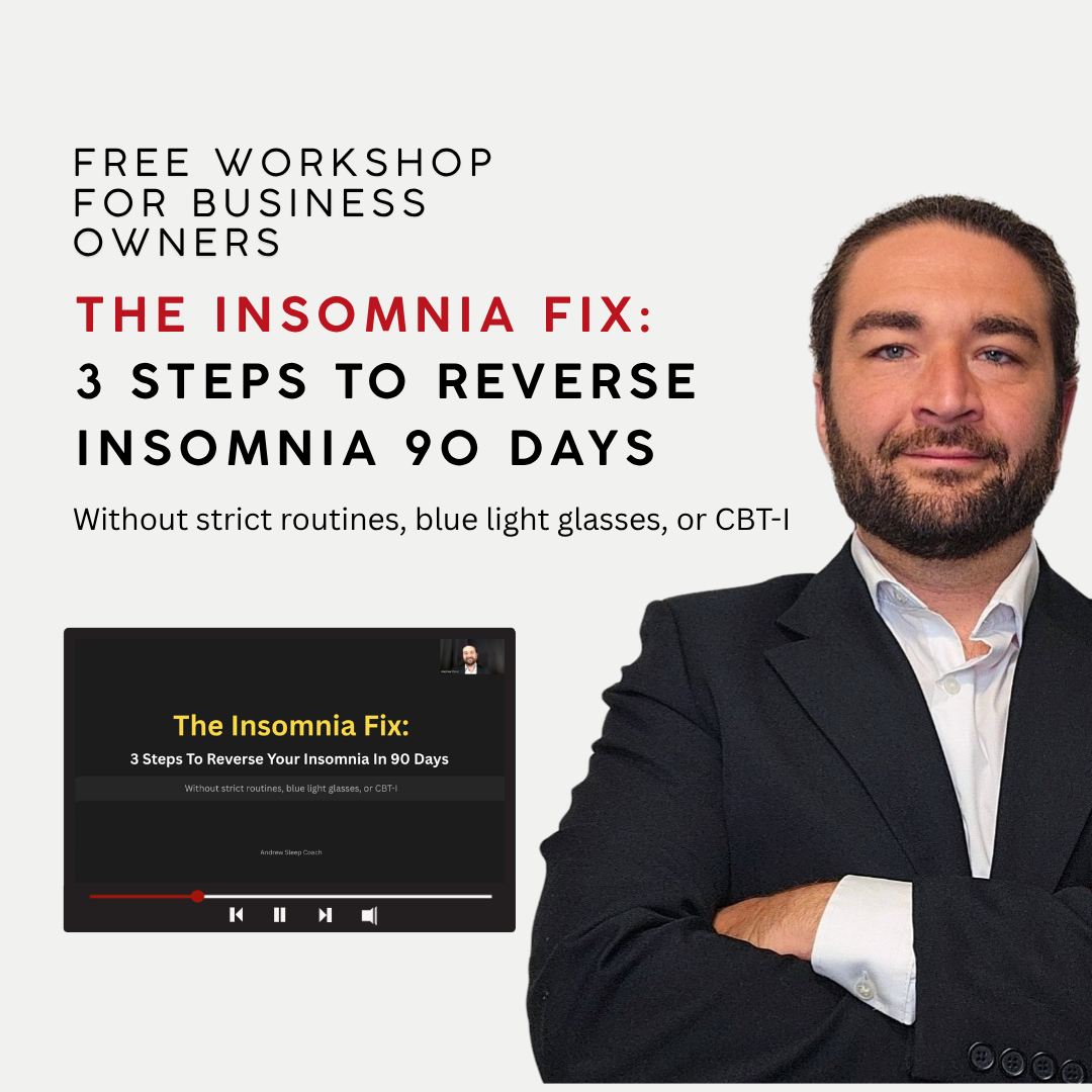 Andrew Sleep Coach Facebook ad: Tap Learn More if you're a business owner…