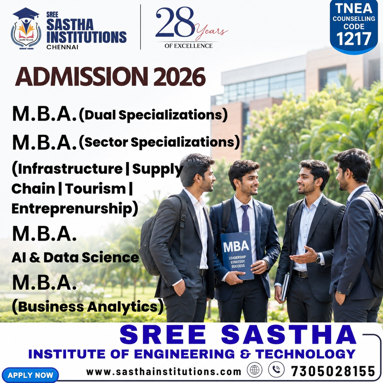 Sree Sastha Institute of Engineering and Technology Faculty page Facebook ad: MBA Admissions Open