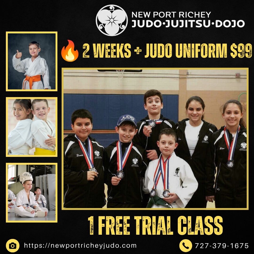 New Port Richey Judo Jujitsu Dojo Facebook ad: 2 WEEKS + JUDO UNIFORM, ONLY $99