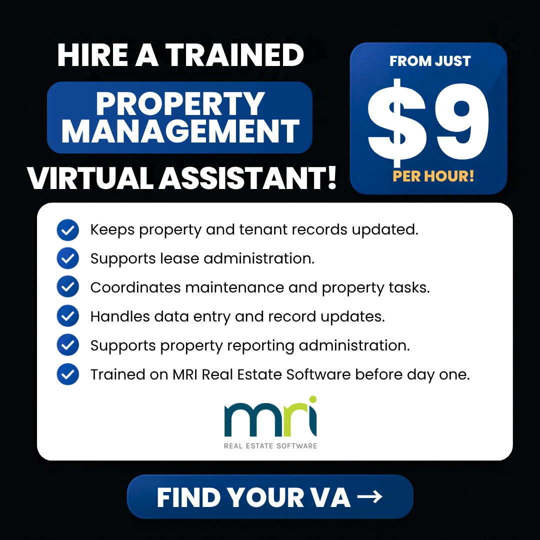 Real Estate Remote Talent Facebook ad: Hire an MRI-Trained Property Management VA, $9/hr