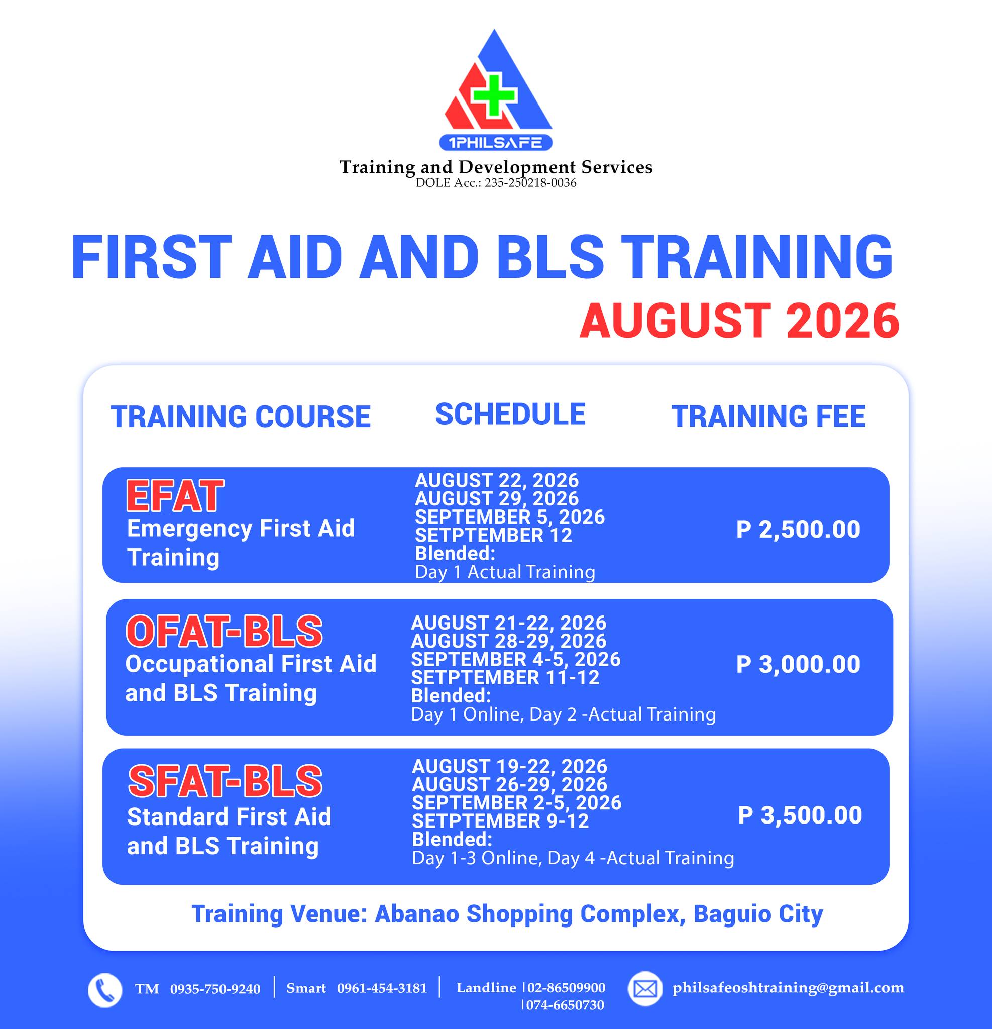 1Philsafe Safety Training Center-Baguio City Facebook ad: 𝐅𝐈𝐑𝐒𝐓 𝐀𝐈𝐃 𝐀𝐍𝐃 𝐁𝐀𝐒𝐈𝐂 𝐋𝐈𝐅𝐄…