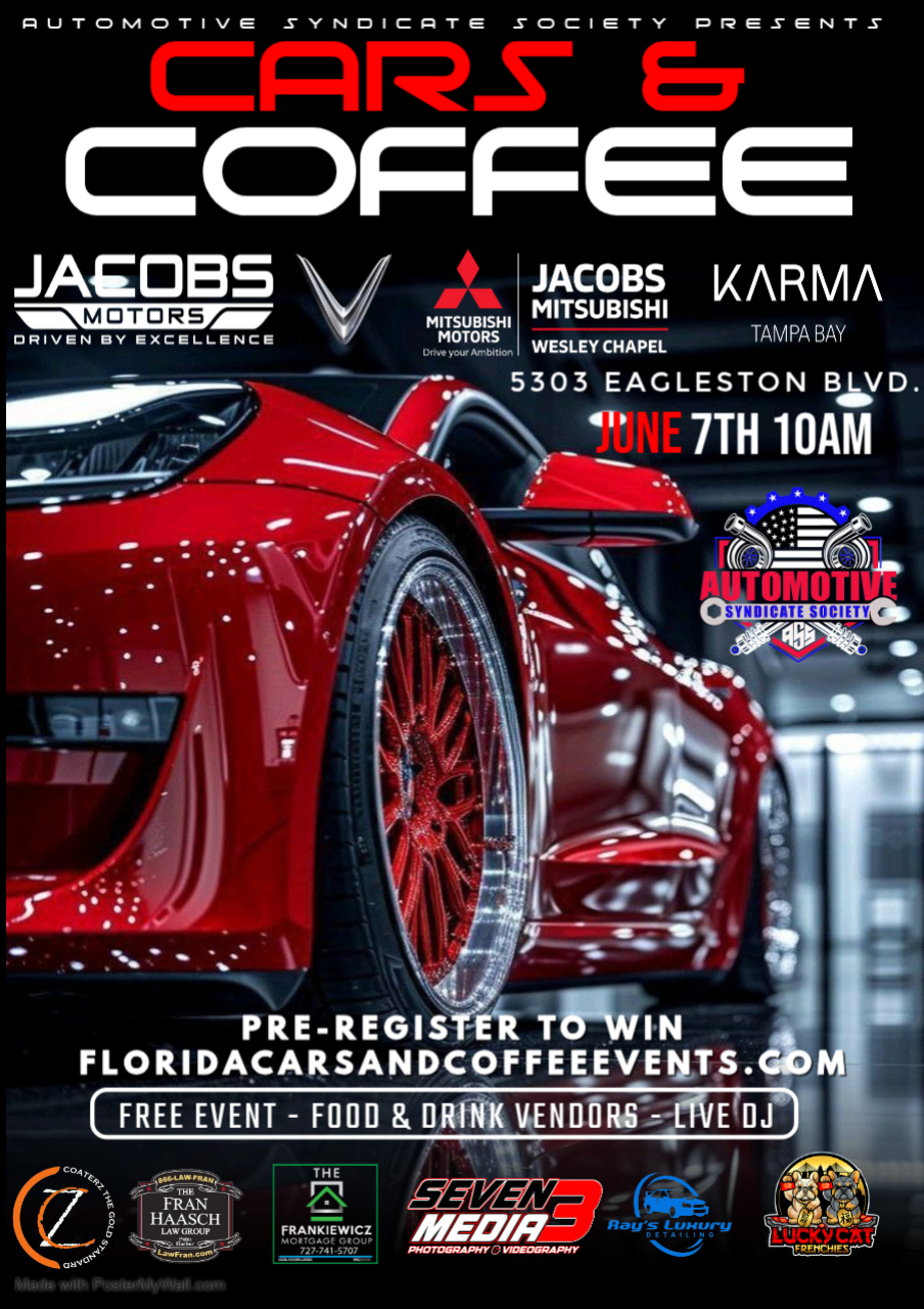 Automotive Syndicate Society Facebook ad: Cars & Coffee At Jacobs Mitsubishi - Wesley Chapel By…