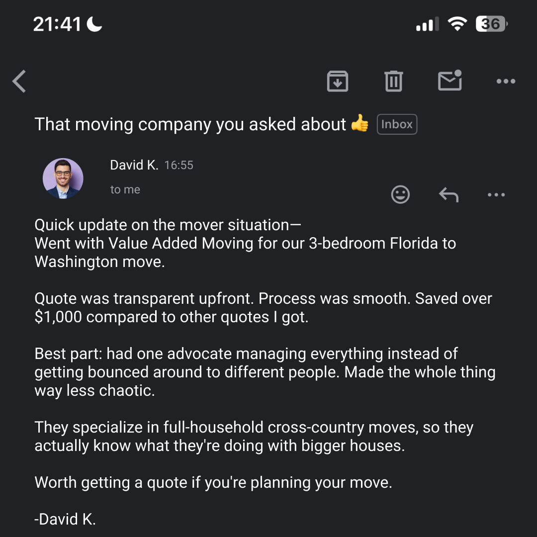 Value Added Moving Facebook ad