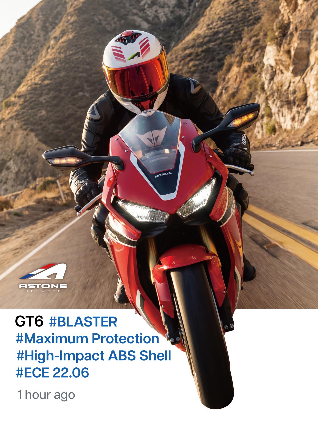 Astone Helmets Facebook ad: Optimisez votre trajet quotidien avec l'ASTONE GT6!