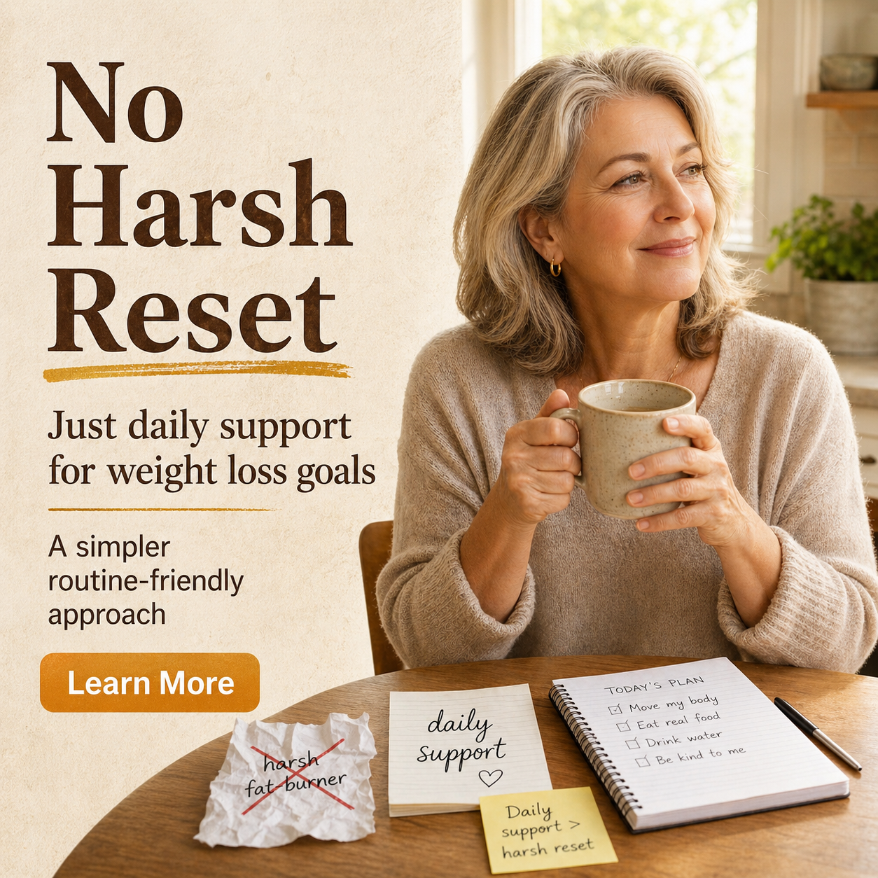 Dr Rebecca Collins - Weight Loss Coach Facebook ad: Not Another Harsh Fat-Burner