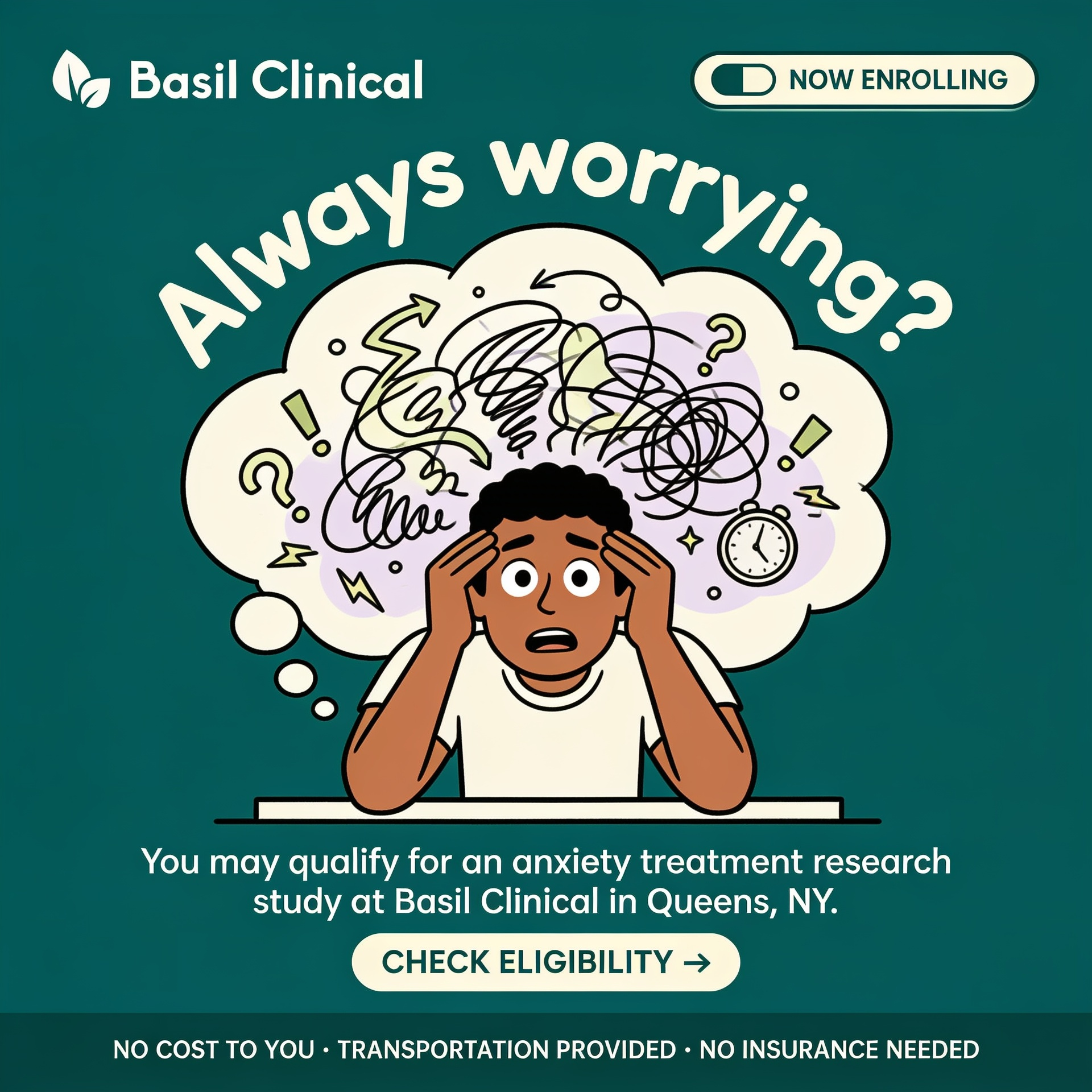 Basil Clinical Facebook ad: Living With Anxiety?