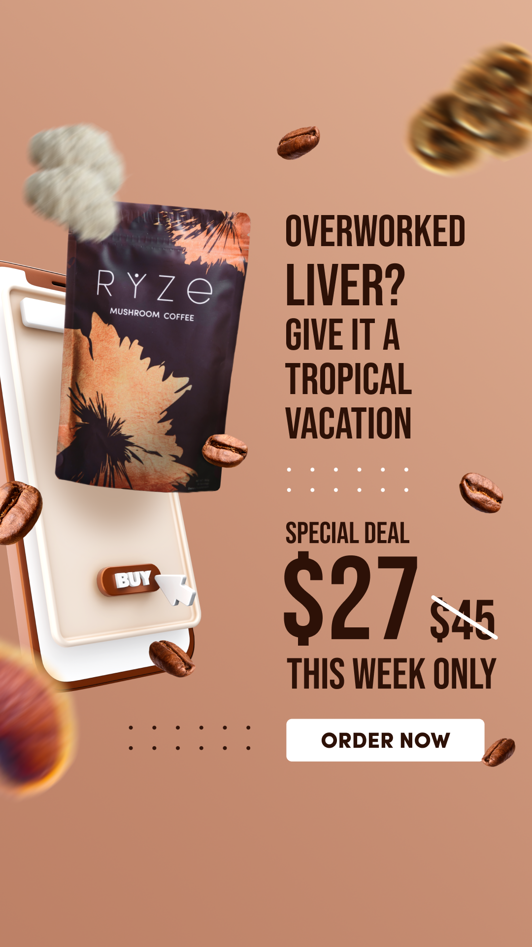 RYZE Superfoods Facebook ad