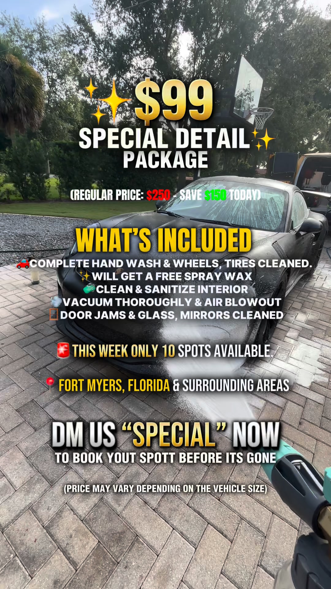 Fort Myers Mobile Detailing Facebook ad: $99 SPECIAL DETAIL