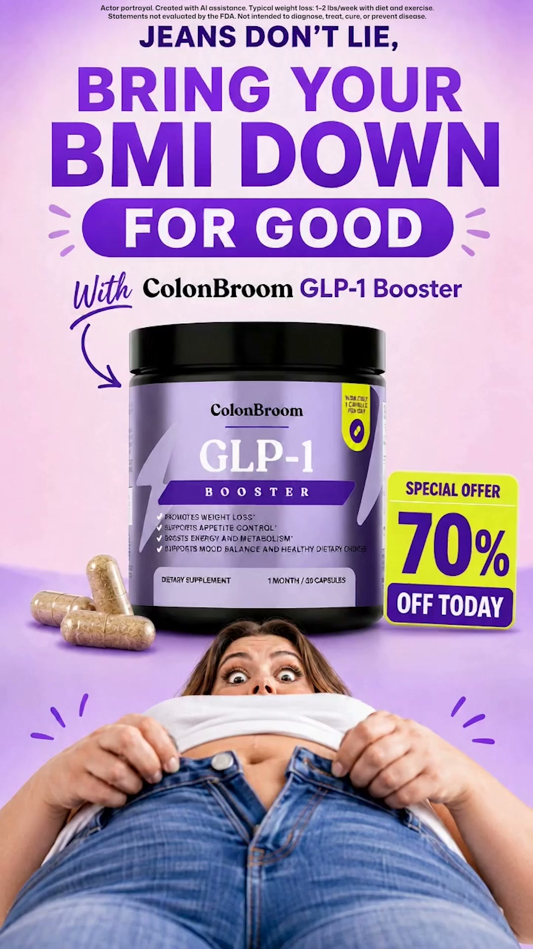 ColonBroom Facebook ad: Skip The Shot. Keep The Results.