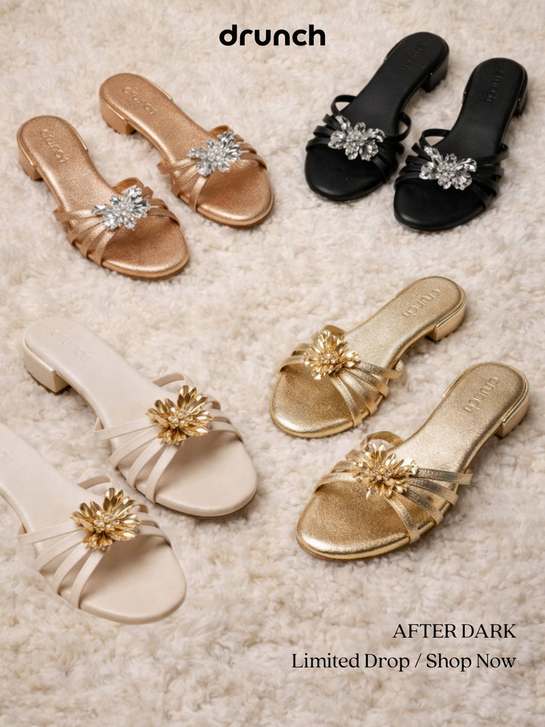 Drunch Footwear Facebook ad: Selling Fast: After Dark Flats | Limited Drop