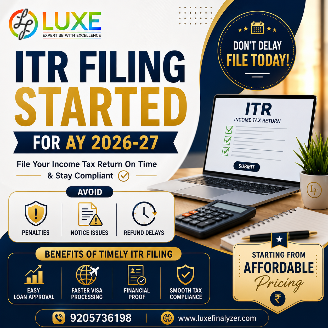 Luxe Finalyzer India Private Limited Facebook ad: ITR Filling Starts with 499/-