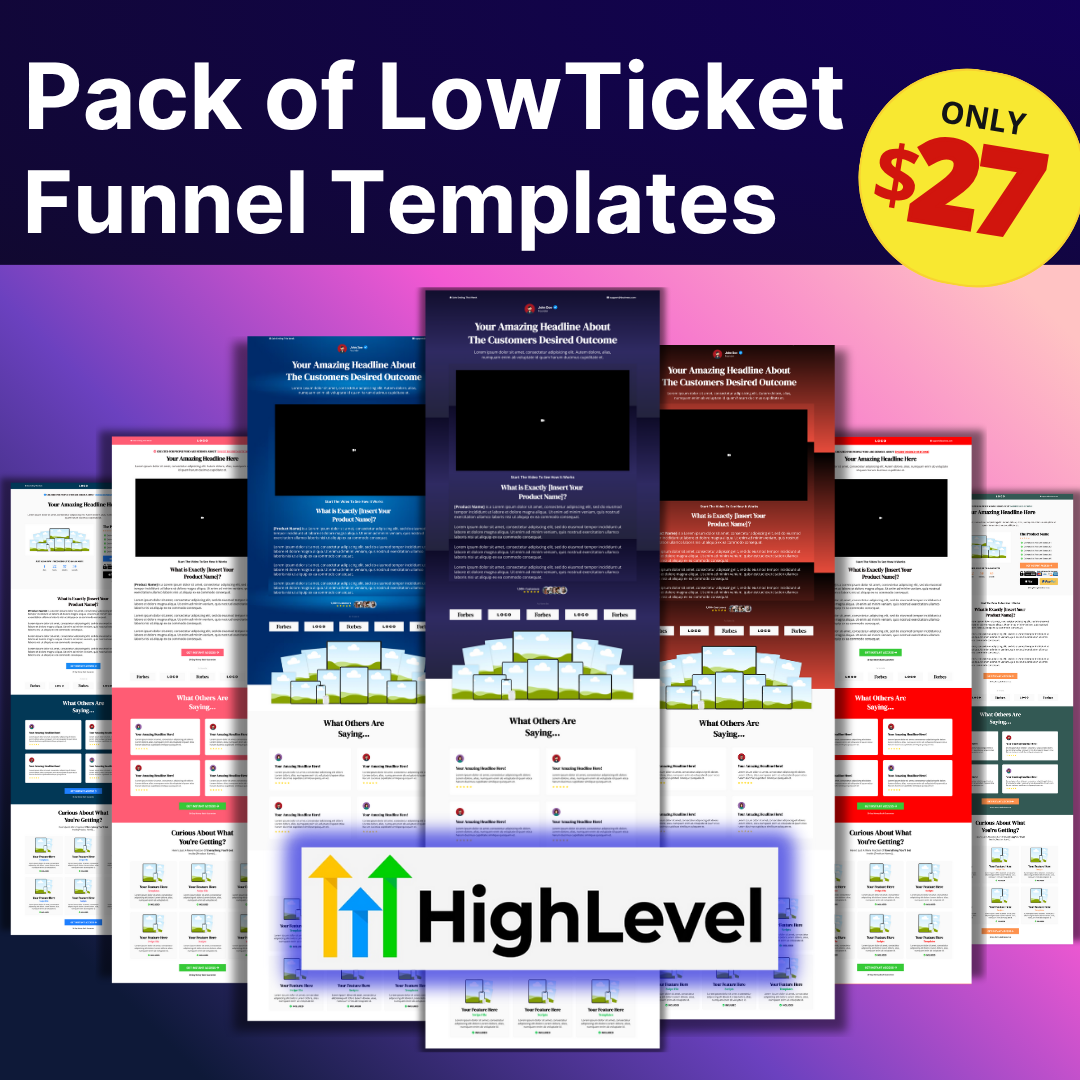 GHL LowTicket Funnel Kit Facebook ad: #1 Low-Ticket Funnel Kit for GoHighLevel (4.9 • 456 Reviews)