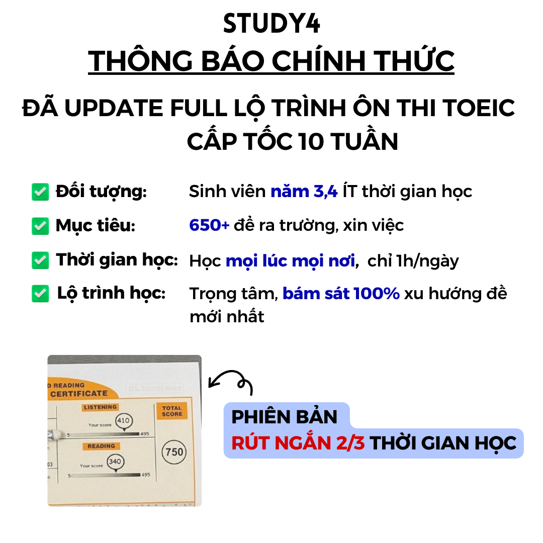 Tự học Complete TOEIC 990 Facebook ad: +200 Điểm TOEIC chỉ với 3k/ngày