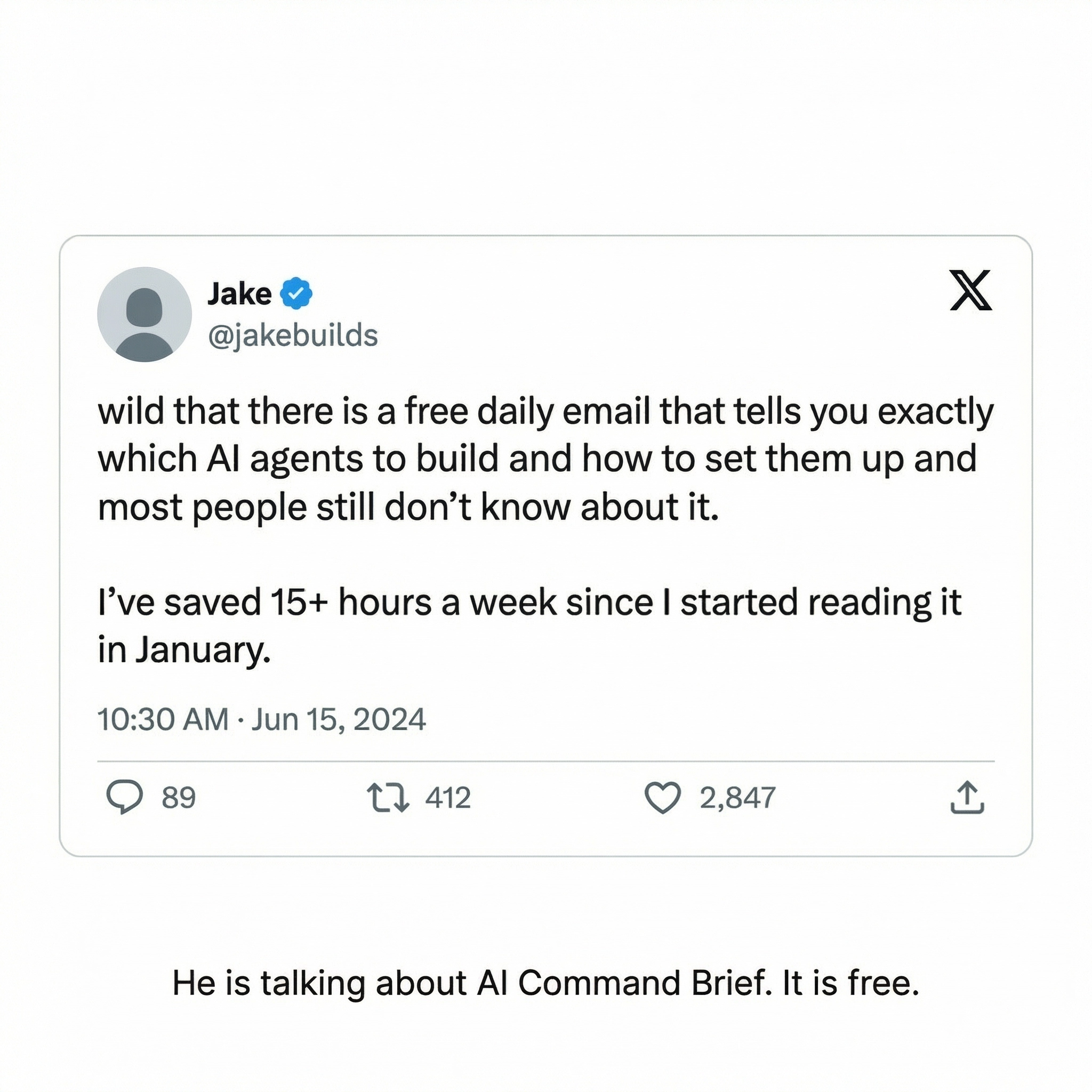 AI Command Brief Facebook ad: The email saving people 15+ hrs/week