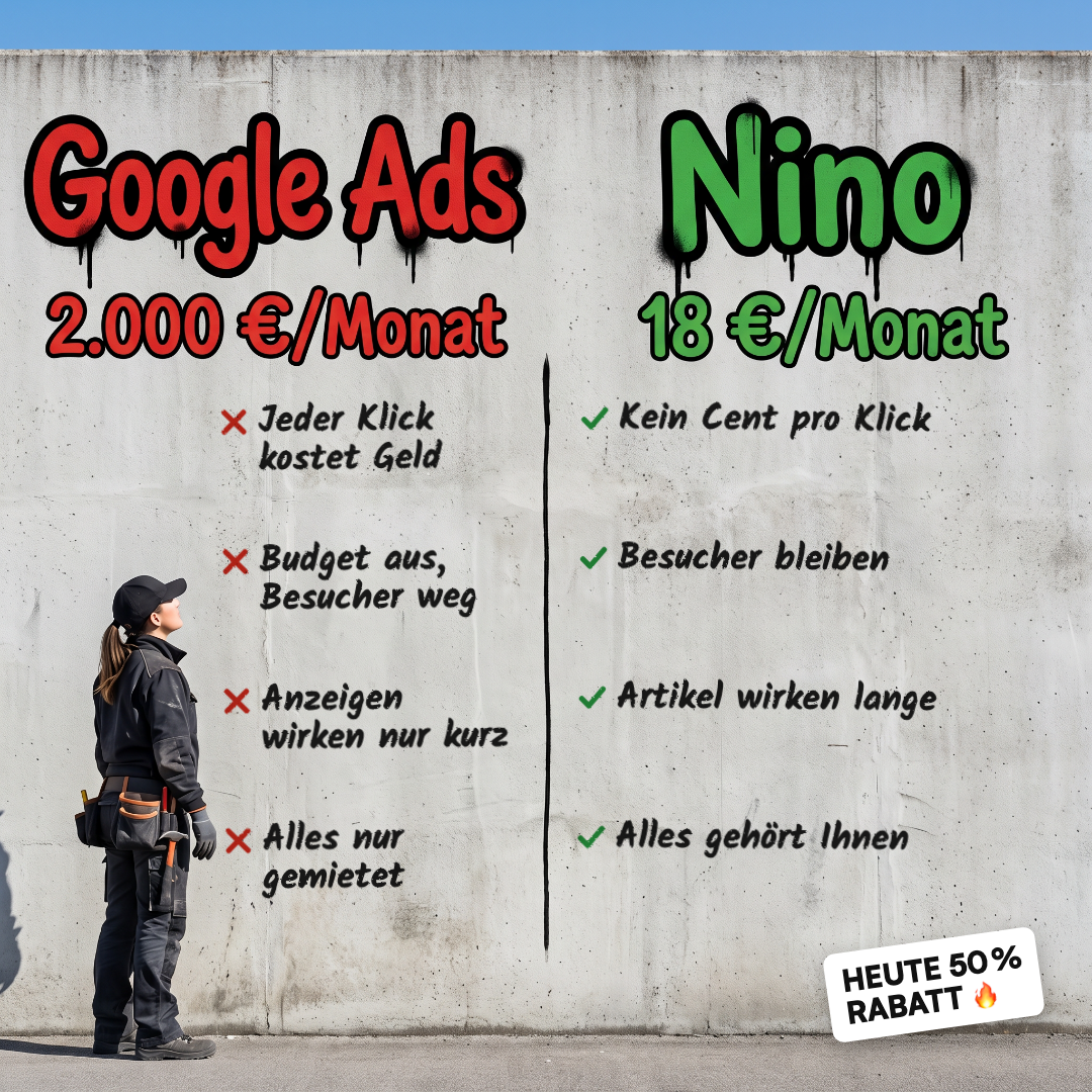 Nino Facebook ad: Neue Kunden über Google
