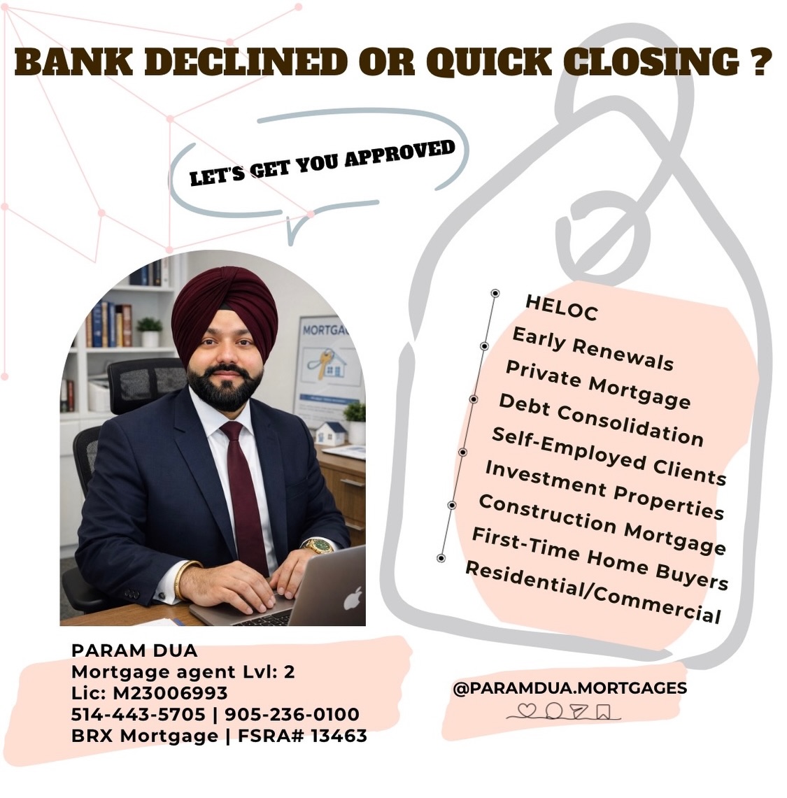 ParamDua.Mortgages Facebook ad: Bank Declined or Private Mortgage?