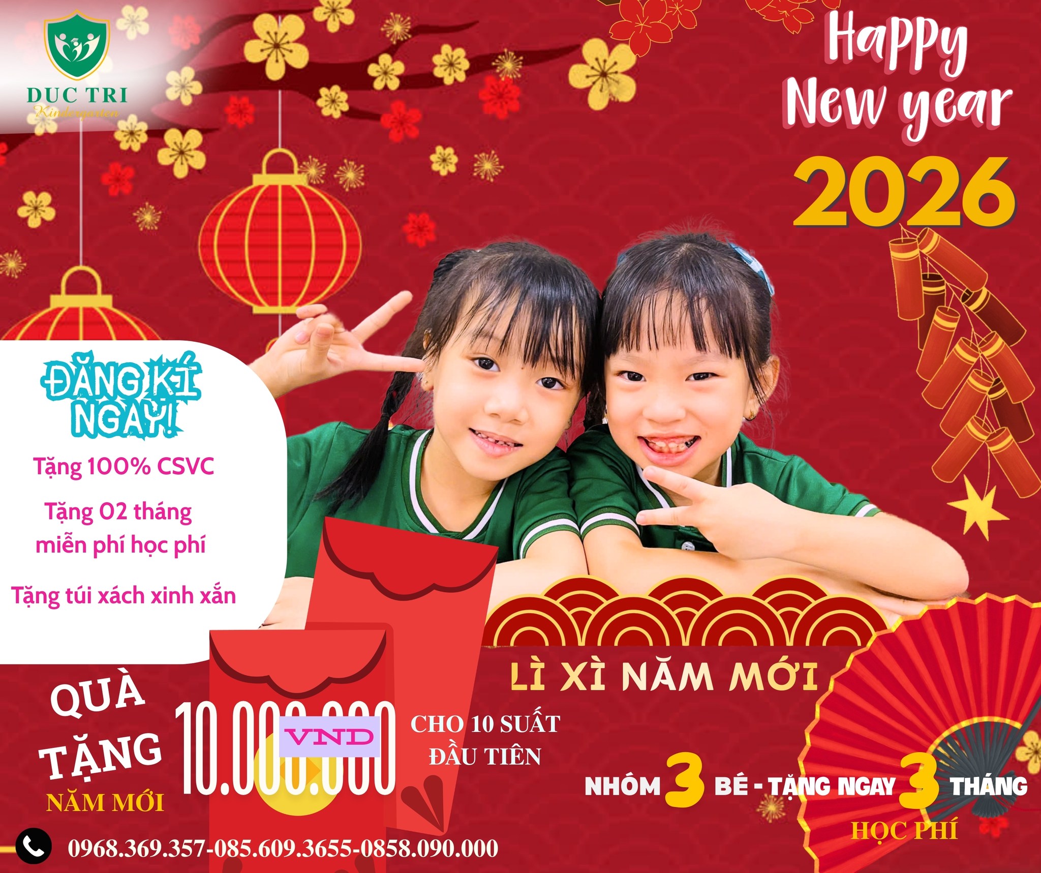 Hệ thống Mầm non Đức Trí Facebook ad: LÌ XÌ NĂM MỚI 2026, TUYỂN SINH MẦM…