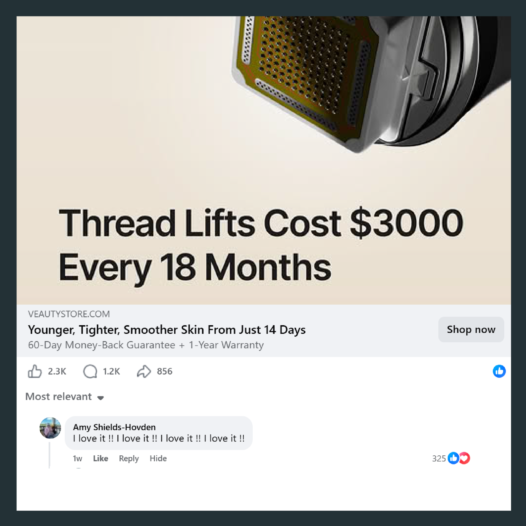 Veauty Facebook ad