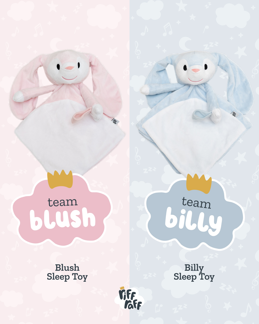 RIFF RAFF SLEEP TOYS Facebook ad: 14,000+ Five-Star Reviews