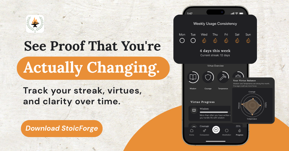 Stoic Forge Facebook ad: Forge your character daily