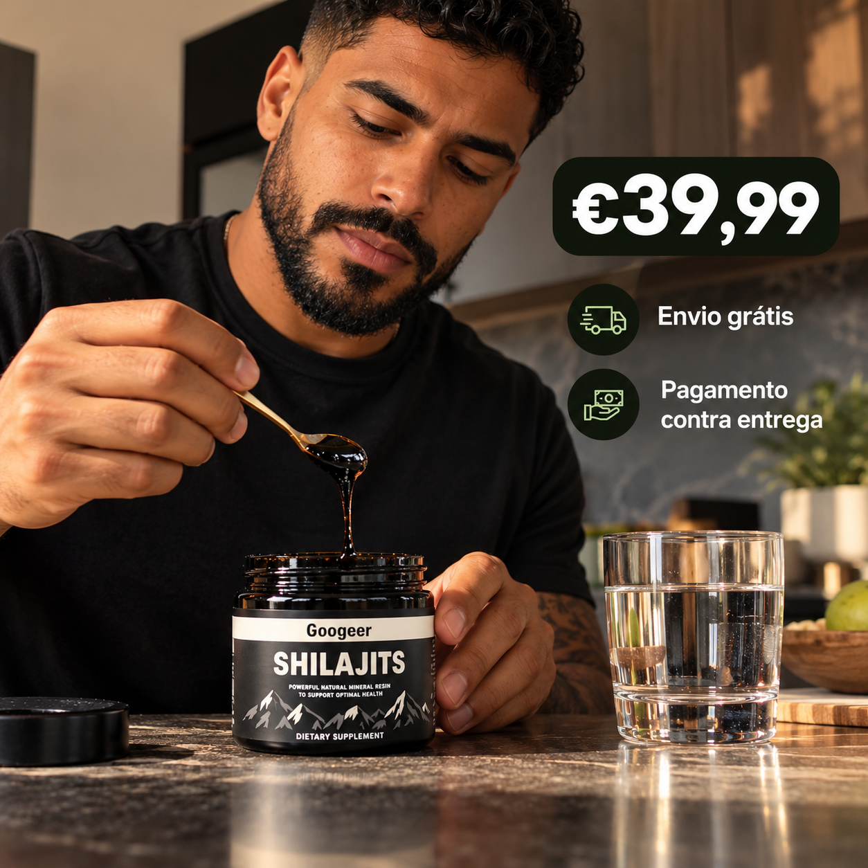 Nutravyo Facebook ad: A Pasta Shilajit Gold da é o reforço natural que procurava.