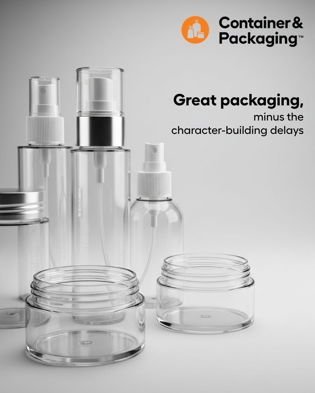 Container and Packaging Facebook ad: Great packaging, minus the character-building delays