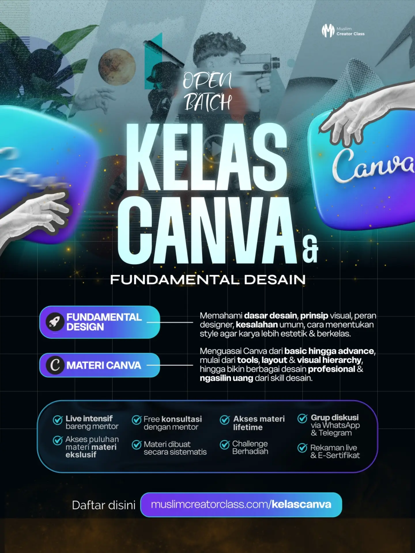 Muslim Creator Class Facebook ad: Kelas Canva dan Fundamental Desain, Muslim Creator Class