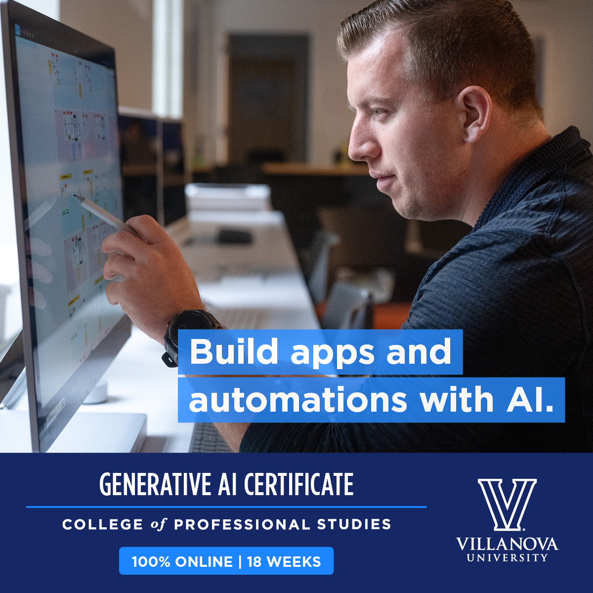 Villanova University College of Professional Studies Facebook ad from May 13, 2026