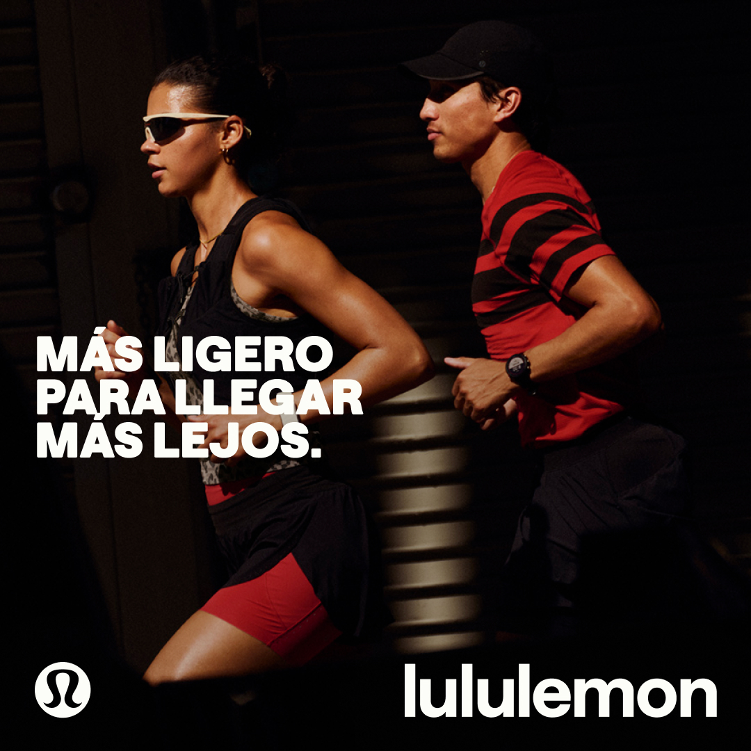 lululemon Facebook ad: Soporte ligero, kilómetro a kilómetro.