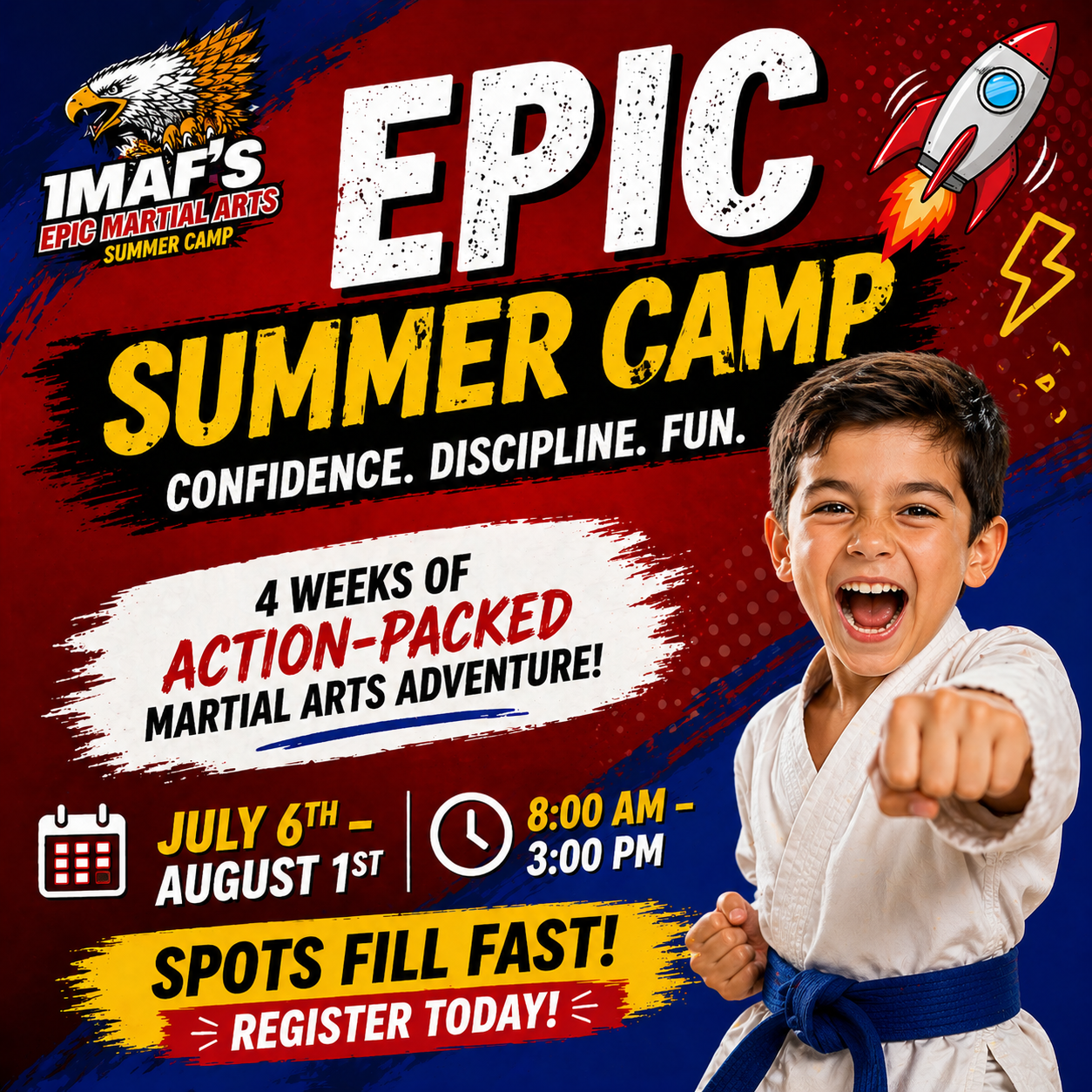 Integrated Martial Arts & Fitness Facebook ad: ๐๐๐๐
๐๐ฎ๐ฆ๐ฆ๐๐ซ ๐๐๐ฆ๐ฉ๐ฌ
