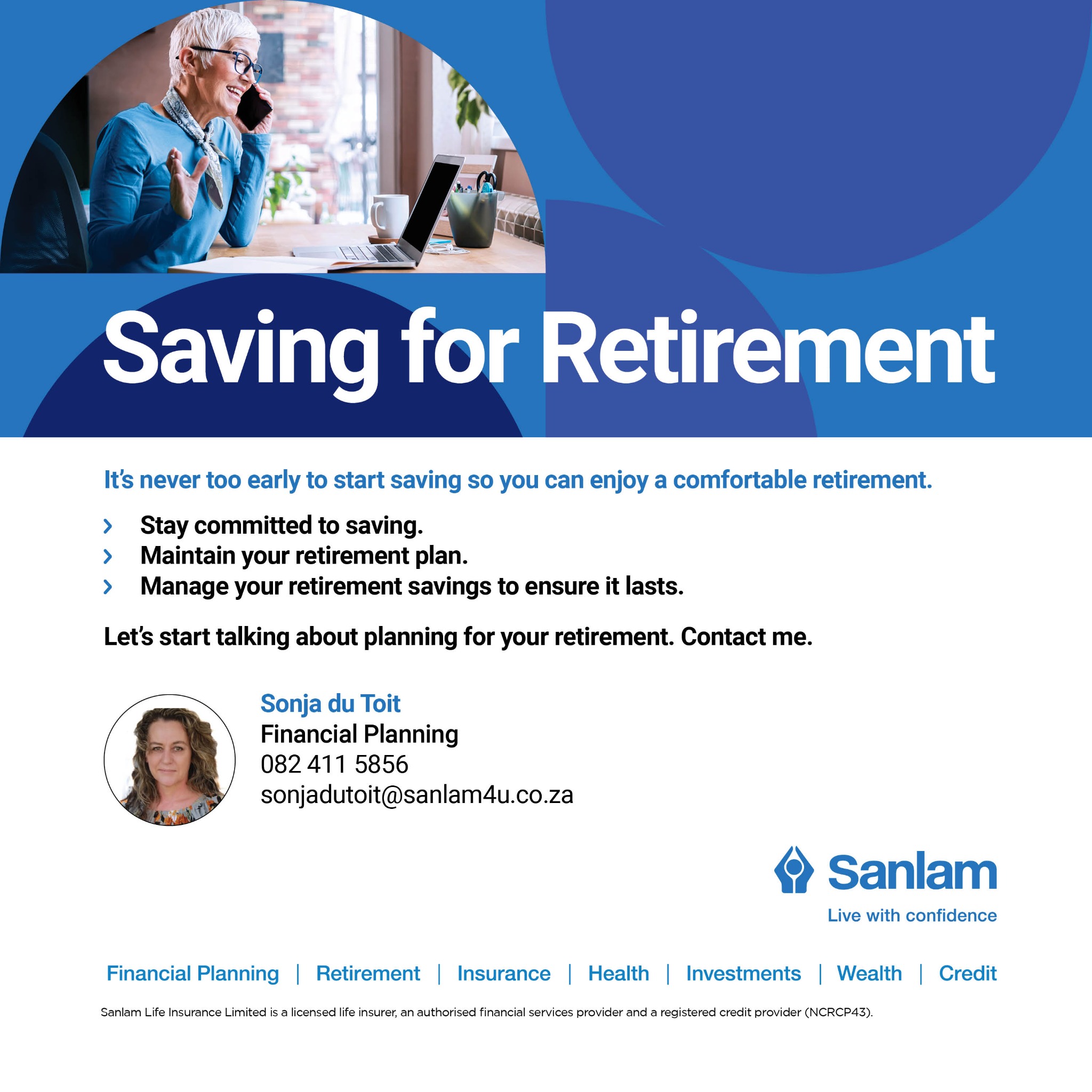 Sonja Du Toit - Sanlam Financial Adviser, Marloth Park, Mpumalanga Facebook ad from May 28, 2025
