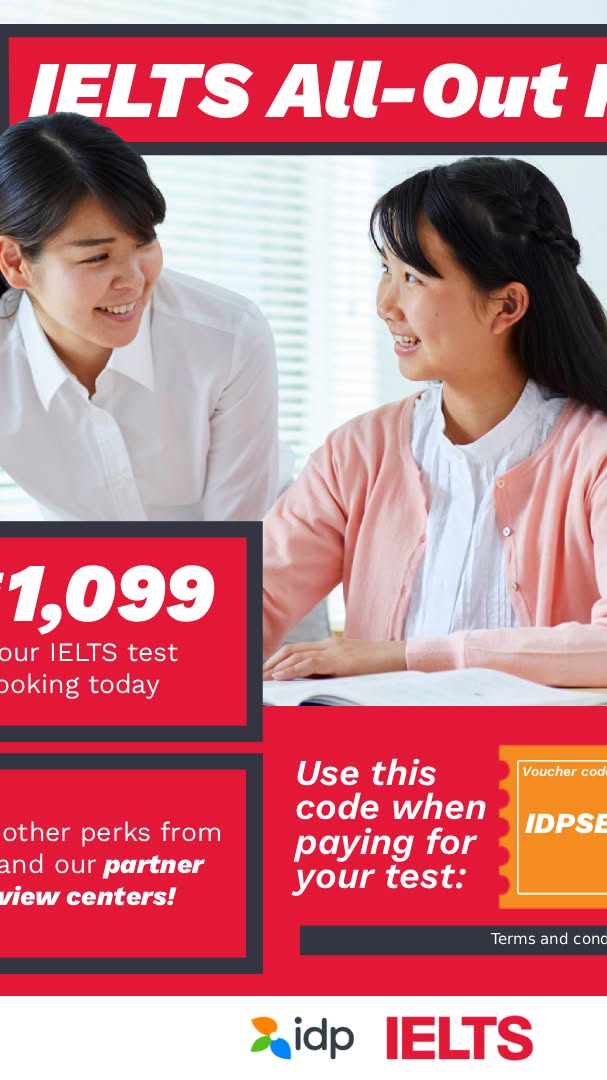 IELTS IDP Education Facebook ad: IDP IELTS on Computer: All-Out Promo Philippines