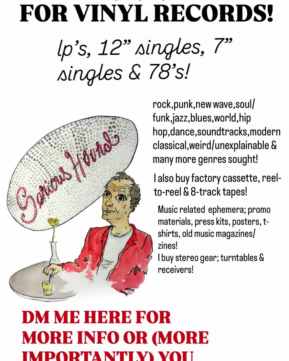 Doug Pressman Facebook ad: TOP $$$ FOR VINYL RECORDS!