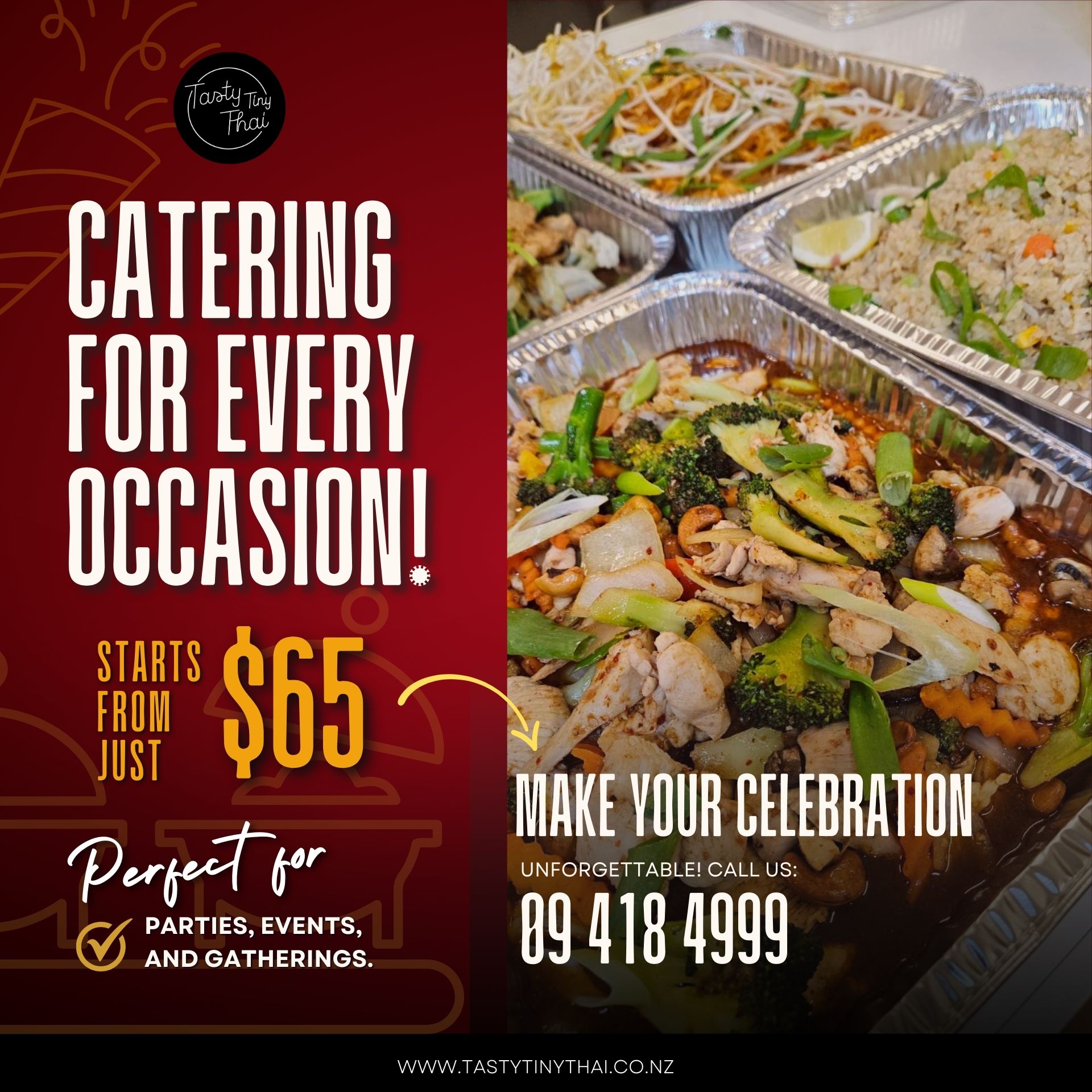 Tasty Tiny Thai Restaurant Facebook ad: Catering Service by Tasty Tiny Thai