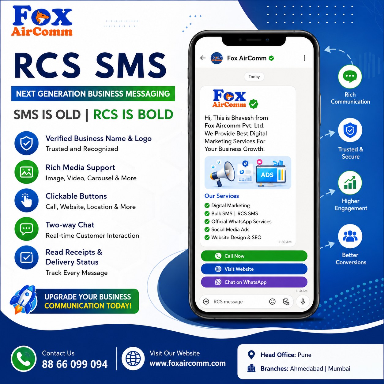 Fox Aircomm Ahmedabad Facebook ad: BOOST YOUR BUSINESS WITH OUR DIGITAL MARKETING SERVICES.
