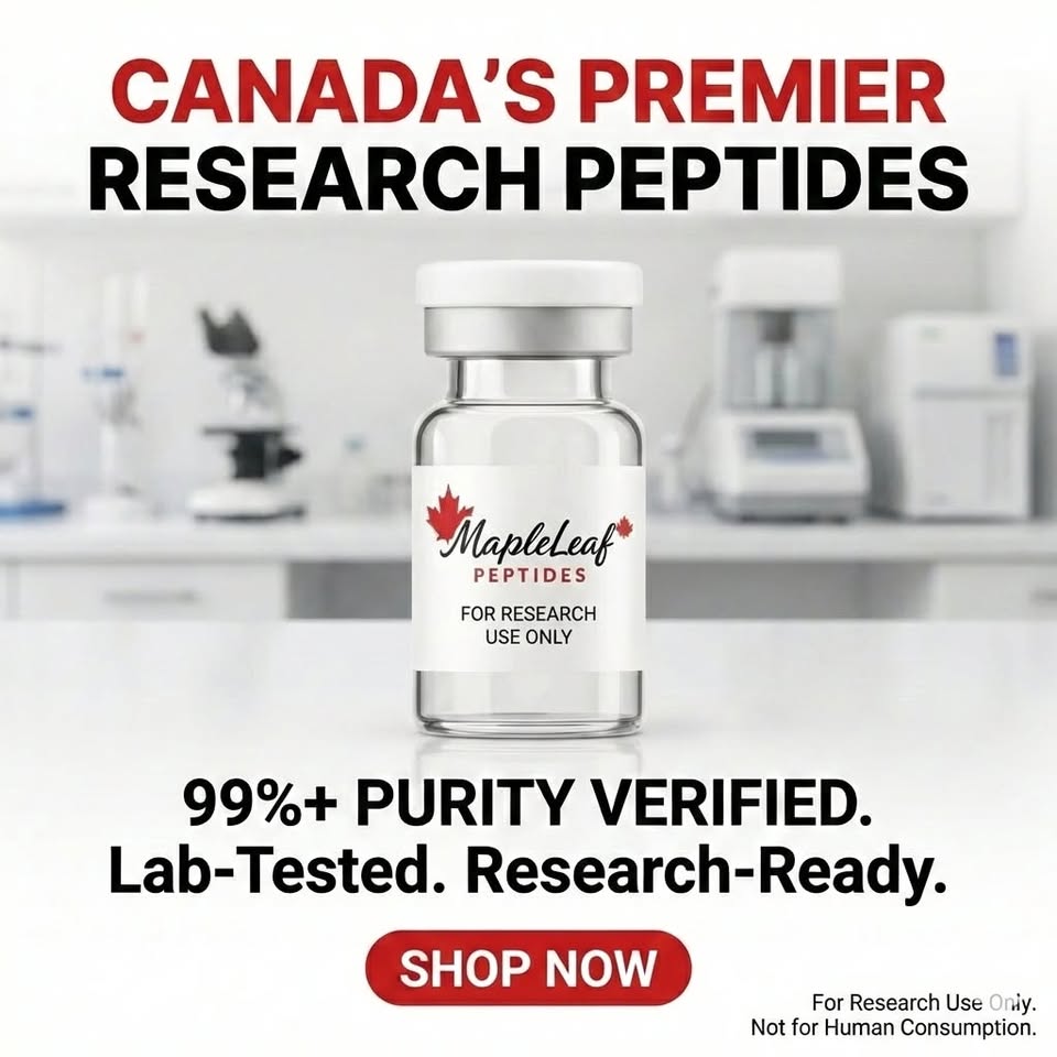 Maple Leaf Peptides Facebook ad: Canada's premier research peptide supplier | 99%+ purity…