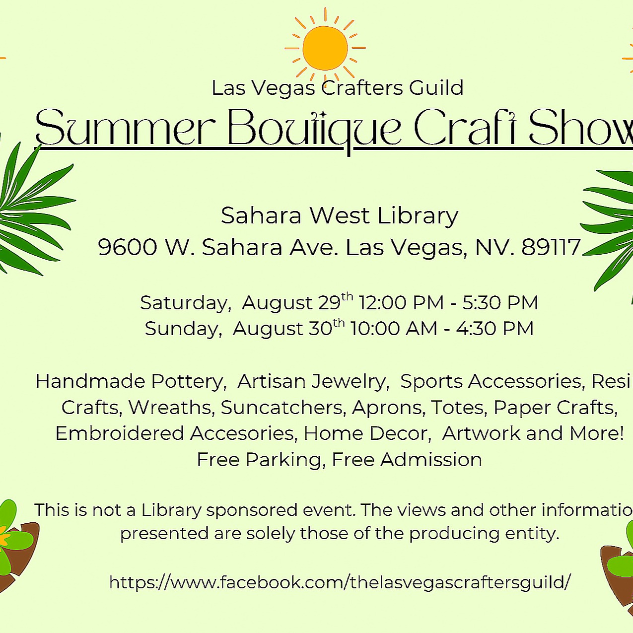 The Las Vegas Crafters Guild Facebook ad: One week from today!